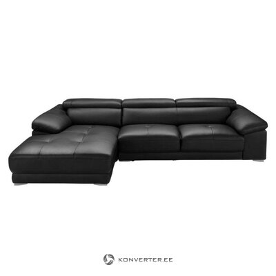 Melns ādas stūra dīvāns