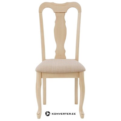 Smėlio spalvos kėdė su minkšta sėdyne (karalienė) prieškambaryje, su grožio defektais