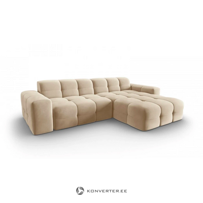 Aksominė kampinė sofa kendal (micadoni) šviesiai smėlio spalvos, geriau