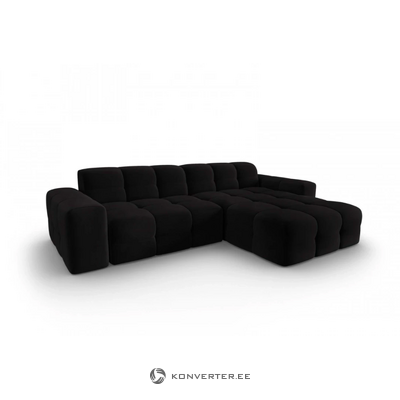 Aksominė kampinė sofa kendal (micadoni) juoda 1, dešinė