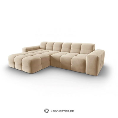 Velvet corner sofa kendal (micadoni) light beige, left
