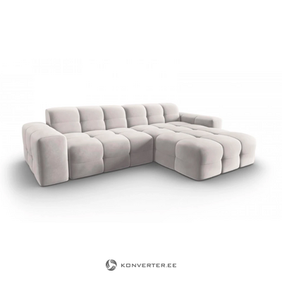 Velvet corner sofa kendal (micadoni) light gray 1, right