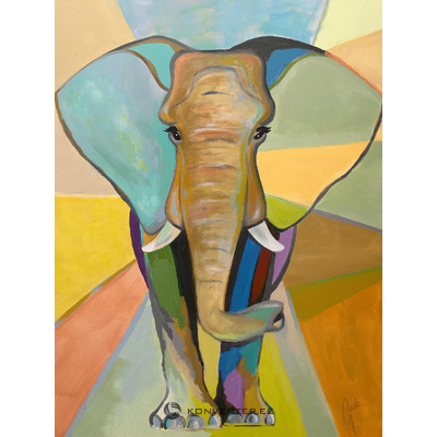 Käsintehty maalaus norsufokus 90x120