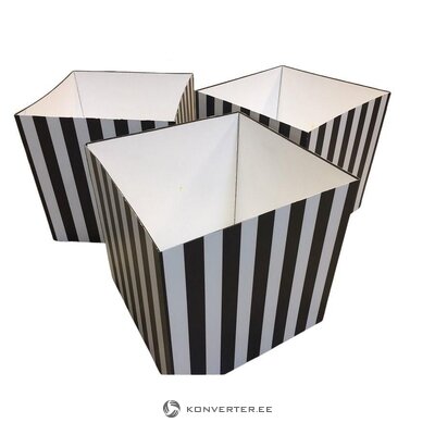 Set of 3 striped storage boxes with blemishes