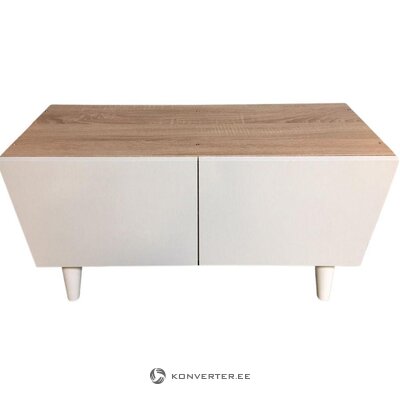 Brown-white bedside table minor cosmetic flaws
