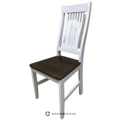 Темно-коричнево-белый стул из массива дерева
