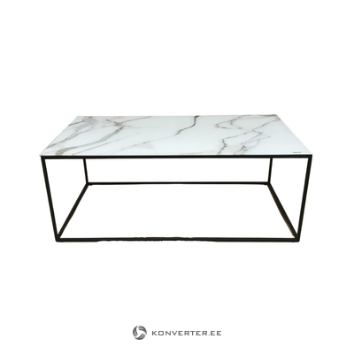 Mustavalkoinen marmorinen sohvapöytä jäljitelmällä
