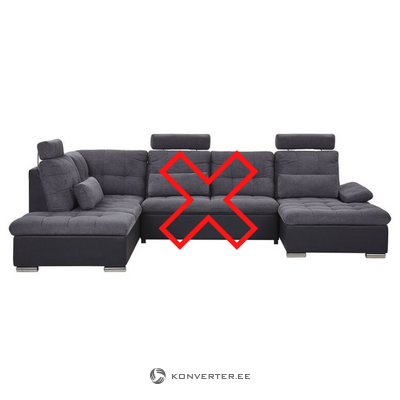 Dark gray u-shaped corner sofa with storage box halden incomplete