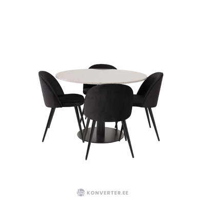 Round dining set (razzia, velvet)