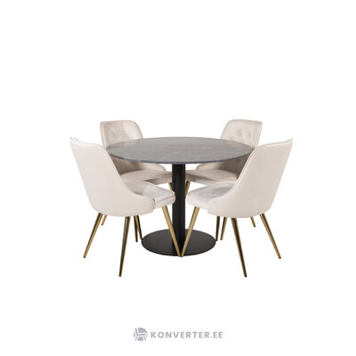 Round dining set (estelle, velvet deluxe)