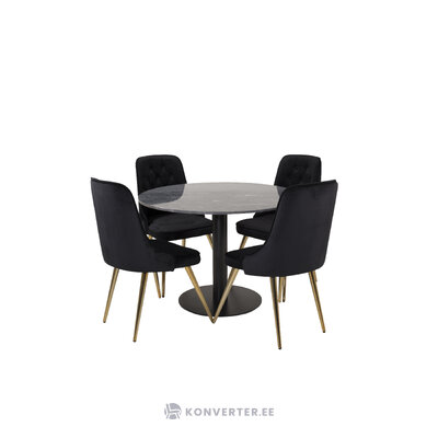 Round dining set (estelle, velvet deluxe)