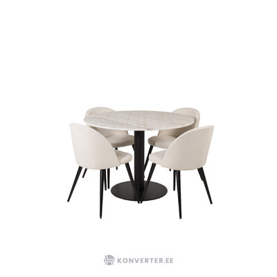 Round dining set (estelle, velvet)