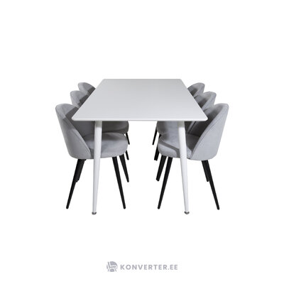 Rectangular dining set (polar, velvet)