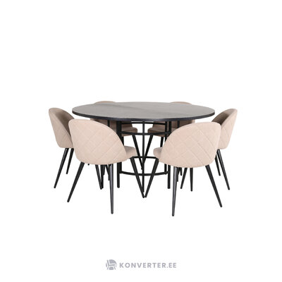 Round dining set (copenhagen, velvet)