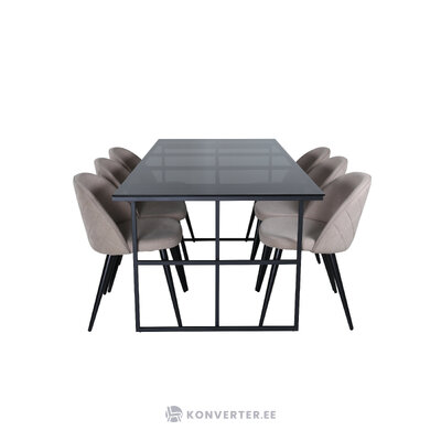 Rectangular dining set (leif, velvet)