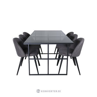 Rectangular dining set (leif, velvet)