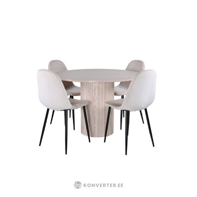 Round dining set (bianca, polar)