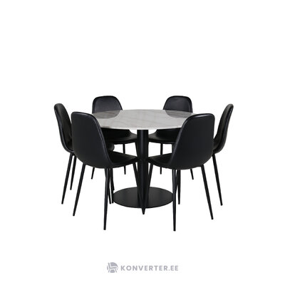 Round dining set (estelle, polar)