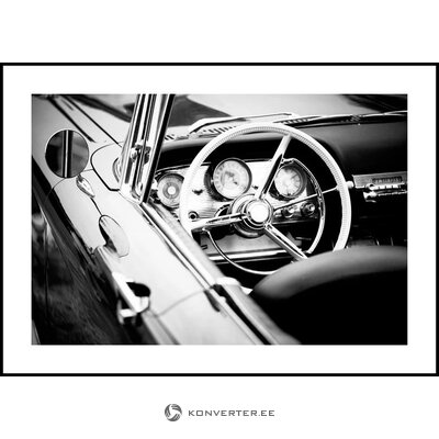 Картина в черной раме, винтажное колесо (Malerifabrikken), 40x30 см