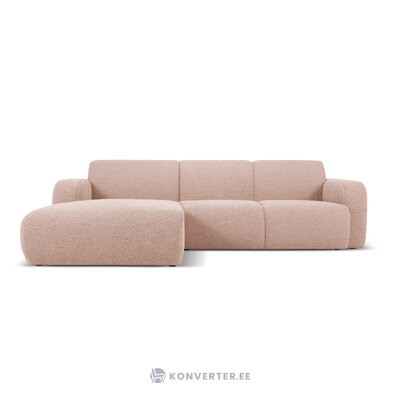 Corner sofa &#39;lola&#39; pink, boucle, left