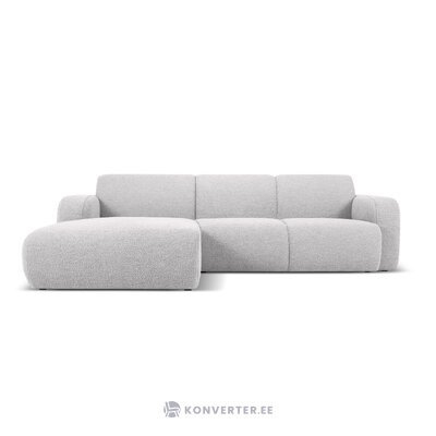 Kampinė sofa &#39;lola&#39; šviesiai pilka, bukle, kairė