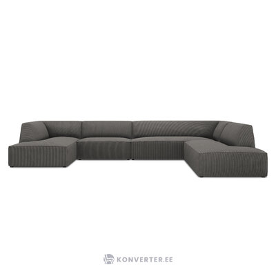 Kampinė sofa (sao) windsor &amp; co tamsiai pilka, aksominė, be kojų, geriau