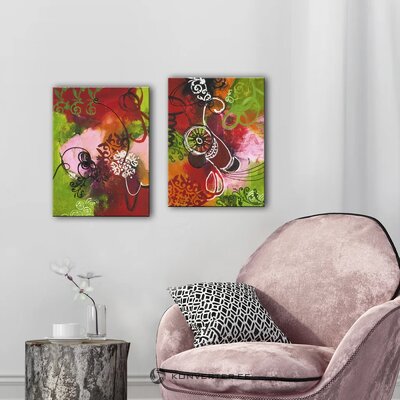 Rankų darbo paveikslas „Mozaic Red“, 2 vnt. (Malerifabrikken), 30x40