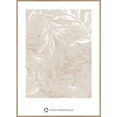 Puiduvärvi raamiga seinapilt white leaves 2 (malerifabrikken) 30x40 terve