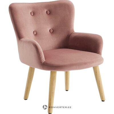 Rožinis aksominis fotelis (leventas)