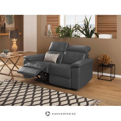Pilka odinė sofa su relaksacijos funkcija (binado)