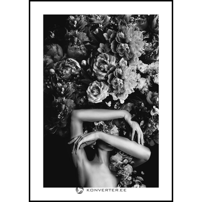 Sienas attēls ar melnu rāmi, floral 1 (malerifabrikken)