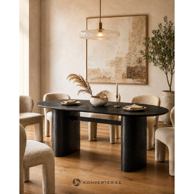 Black Oval Dining Table (Isolde) 90x180