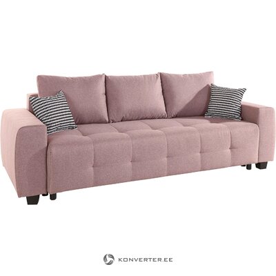 Rožinė sofa-lova (bella) su grožio defektais, dėžėje