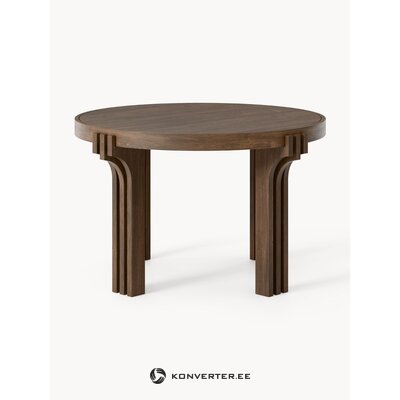 Round Dark Brown Solid Wood Dining Table (Nolan) D=124
