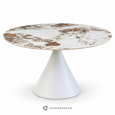 White Legged Onyx Pattern Dining Table (Amalfi Bianco)