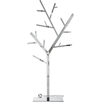 Sudraba dizaina mēteļu pakaramo koks (rupjš dizains) vesels, zāles paraugs