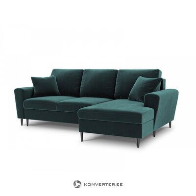 Corner sofa moghan, 4-seater (micadon home) dark blue, velvet, black chrome metal, right