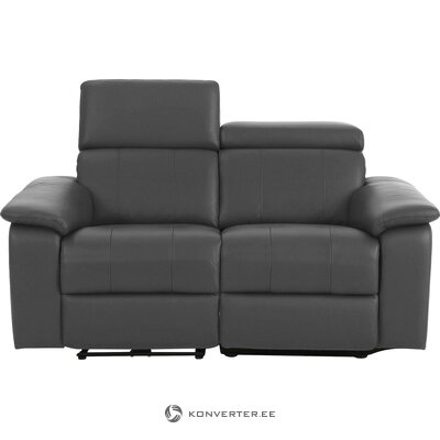 Pelēks ādas dīvāns ar relaksācijas funkciju (binado)