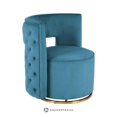 Mėlyno aksomo dizaino fotelis (lalée) (su trūkumu, salės pavyzdžiu)