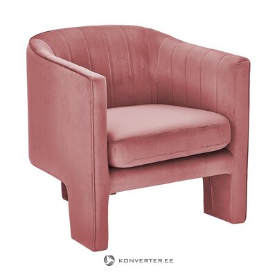 Tumma vaaleanpunainen samettinen nojatuoli (emilie) (kauneusvirheellä ,, salinäyte)