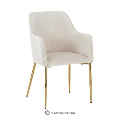 Smėlio-aukso spalvos aksominė kėdė (atidaroma) (su trūkumais, visa)