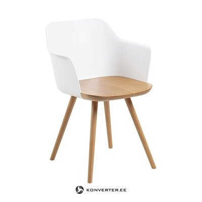 Solid wood brown-white armchair (la forma) (with flaw, hall sample)
