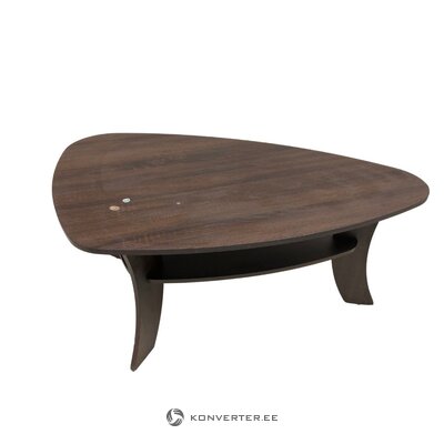 Dark brown oval coffee table with shelf