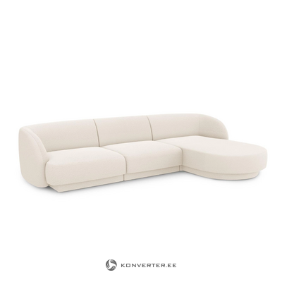Kampinė sofa miley (micadon riboto leidimo) šviesiai smėlio spalvos, aksominė, geriau