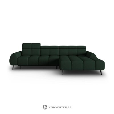 Stūra dīvāns (alyse) micadoni home black metal, labāks, strukturēts audums, tumši zaļš