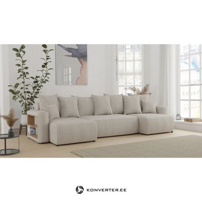 Beige U-Shaped Sofa Bed with Shelf (Napoli U) Comfort