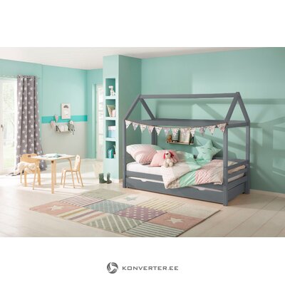 Gray solid wood cot with drawer (90x200cm) (alpine)