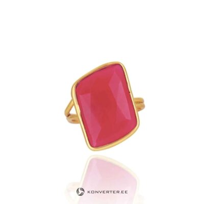 Fuchsia/green adjustable gold-plated ring (mystere)