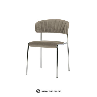 Pilkos spalvos aksominės valgomojo kėdės trūkčiojimas (bepurehome) su grožio trūkumu