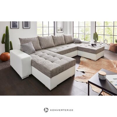 Baltai pilka kampinė sofa-lova (josy) dėžutėje, defektuota